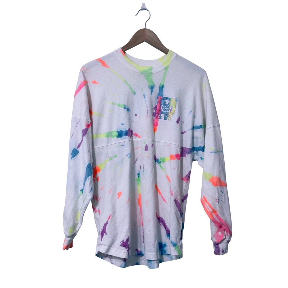 Disney Womens Spirit Jersey XS Walt Disney World Tie Dye Glitter Puff Print